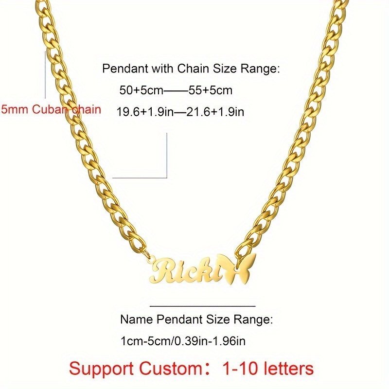 Women's Customized Name Butterfly Hip-Hop Letter Necklace